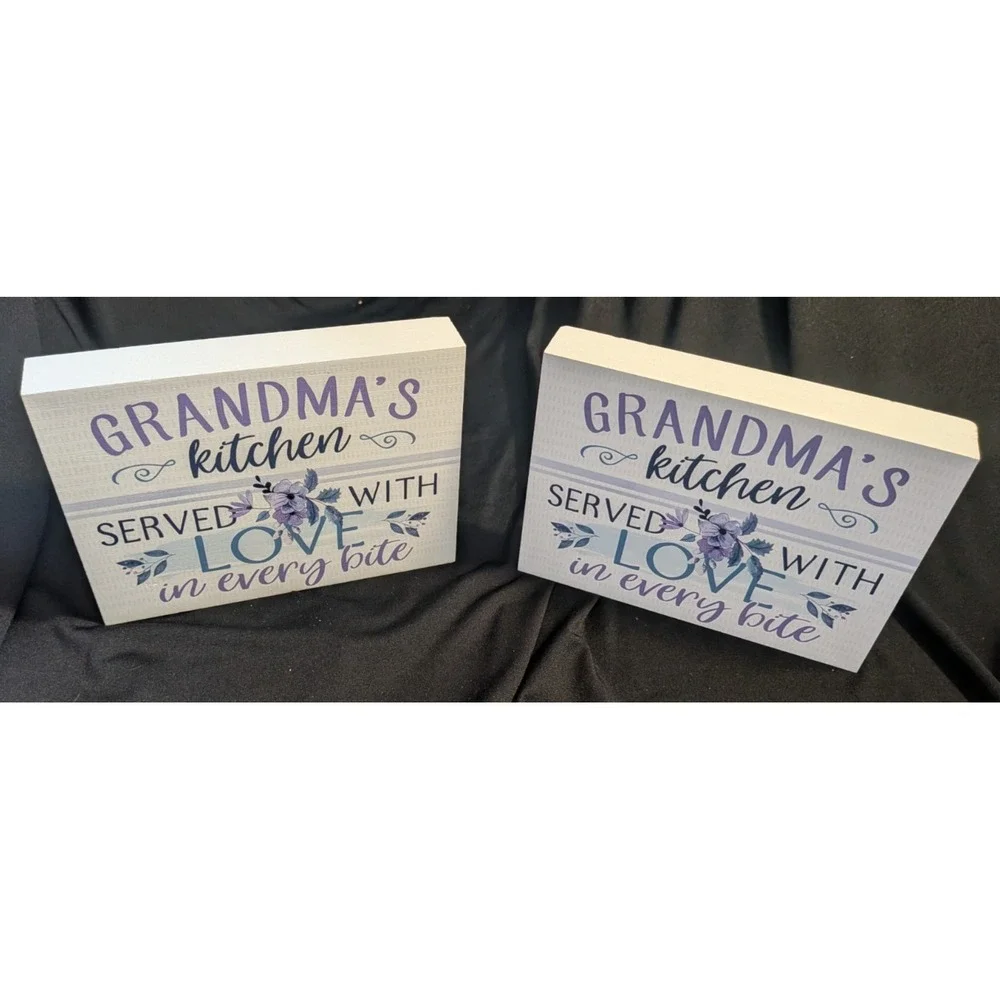 LOT OF 2 - GRANDMA'S KITCHEN SERVED WITH LOVE IN EVERY BITE SIGNS